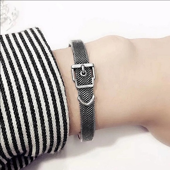 Sterling Silver Buckle Design Cuff Bracelet & Ring Bundle - Picture 2 of 8